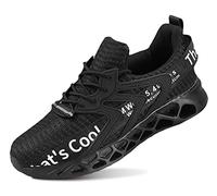 QDCFY Turnschuhe Herren Leichtgewichts Atmungsaktiv Sportschuhe Sneaker für Gehen Laufen Joggen Sports Schwarz 45EU