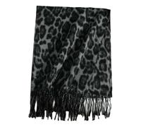 QDLTGBD Damen schals Retro Leopard Druck Tasten Schal Frauen Herbst Und Winter Dick Warm Hals Mode-blau Grau