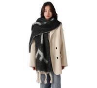 QDLTGBD Großer Winter Schal für Frauen - Verdickte Karierte Plaid Extra Groß Weich Warm - Schwarz-C