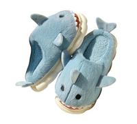 QDLTGBD Hausschuhe Herren Baumwolle Pantoffeln Hai Frühjahr Und Herbst Frauen Zuhause Indoor Winter Rutschfestes Zuhause Warme Plüsch Winter Männer-blue-44 45eu