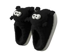 QDLTGBD Hausschuhe Herren Cartoon Baumwolle Pantoffeln Für Männer Herbst Und Winter Dick-Sold Indoor Home Warme Plüsch Pantoffeln Für Und -black-42 43eu