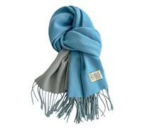 QDLTGBD Schal Herbst- Und Winterschal Für Frauen Einfacher Zweifarbiger Nachahmung Kaschmirschal Warm Dicke Dicke Lange Quastenhalsschal-blau-200cm