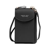 QEEQPF 1 Stück Damen-Handytasche, PU-Leder-Handytasche, Handtasche, Umhängetasche mit verstellbarem und abnehmbarem langem Schultergurt und Kartenfächern, Für Damen und Mädchen (Schwarz)