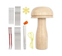 QENETY Stopfpilz, Holz-Stopfpilz-Set mit Stopfnadel, Nähgarn, Nähstopfnadel, Stopfpilz für DIY-Handnäharbeiten, Socken, Kleidung (Needles)