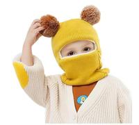 Qersh Baby Mütze Schal Set für 2-7 Jahre alt Baby Mädchen Jungen Warm Fellbommel Beanie Hüte mit Schal Baby Winter Mütze Warm Fellbommel Beanie Hüte Schal (Gelb, 2-7 Jahre alt)