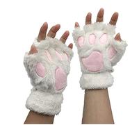 Qersh Katzenpfote Handschuhe 1 Paar Kawaii Katzenpfoten Cosplay Kunstpelz Plüsch für Frauen Löwenpfoten Fingerlose für Mädchen (H, Keine Fingerlinge)
