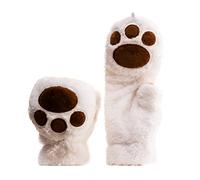 Qersh Katzenpfote Handschuhe - 1 Paar Kawaii Katzenpfoten Cosplay Kunstpelz Plüsch für Frauen, Löwenpfoten Fingerlose für Mädchen (N, Mit Fingerschutz)