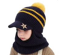 Qersh Schalmützen Kinder Mädchen Jungen Schlupfmütze Winter Mädchen Wintermütze Kinder Schalmütze Mützenschal Baby Mütze Kinder Mädchen Mütze mit Bommel Fellmütze Kinder für 2-7 (S206, 2-7 Jahre alt)