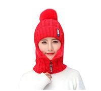 Qersh Winter Mütze Schal Set Damen Schlupfmütze Warm Wintermütze Schalmütze Damen Winter Strickmütze mit Bommel Fleecefutter Beanie Mütze für Outdoor Wintersport Winterschal Wintermütze Strickmütze