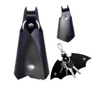 QEXUJOW Schlüsselmäppchen für Herren,Zwei schwarze Schlüsselanhänger aus PU-Leder in Fledermausform, passende Autoschlüsselringe in Fledermausform, geeignet für verschiedene Schlüssel.