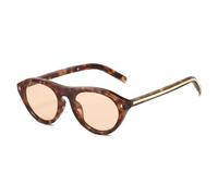 QGGNMGT Beliebte modische Cat-Eye-Sonnenbrille in Bonbonfarben für Damen, UV400, Retro-Nieten, Herren, Blau-Gelb (Leopardenmuster, Champagner)