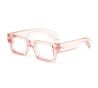 QGGNMGT Damen Sonnenbrille mit breitem Bein, Brillengestell für Herren, Retro-Nieten-Dekorationsrahmen (Pink Clear)