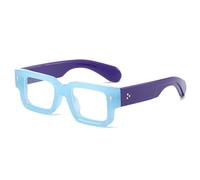 QGGNMGT Damen Sonnenbrille mit weitem Bein, Brillengestell für Herren, Retro-Nieten-Dekorationsrahmen (blau, dunkelblau, klar)
