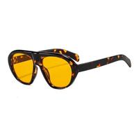 QGGNMGT Modische, große, ovale Sonnenbrille für Damen, Retro-Punk-Stil, Herren-Sonnenbrille, geeignet für Outdoor-Sportarten und Autofahren, UV400 (Blumengelb)