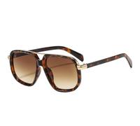 QGGNMGT Modische klassische Twin-Bridge-Sonnenbrille für Damen und Herren, Retro-Sonnenbrille für Outdoor-Aktivitäten, Autofahren, UV-Schutzbrille UV400 (Leopard Gradient Tea)
