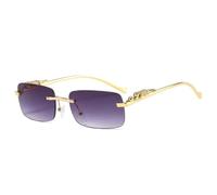 QGGNMGT Modische randlose rechteckige Sonnenbrille für Damen, Retro-Dekoration, klare Ozeanlinse, Brillen für Herren, UV400 (grauer Farbverlauf)