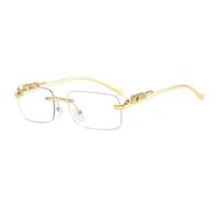 QGGNMGT Modische randlose rechteckige Sonnenbrille für Damen, Retro-Dekoration, klare Ozeanlinse, Brillen für Herren, UV400 (klar)