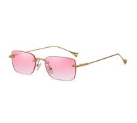 QGGNMGT Modische randlose Sonnenbrille mit Farbverlauf für Damen, trendige kleine rechteckige Sonnenbrille für Herren, UV400 (rosa Farbverlauf)