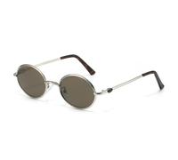 QGGNMGT Ovale Sonnenbrille im Retro-Metall-Stil, Herrenmode, Unisex, Retro-Streetstyle, fotogene Sonnenbrille, trendig, UV400 (Silber-Tee)