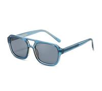 QGGNMGT Retro Doppelstege Damenmode Sonnenbrillen Shades UV400 Trendy Herren Leopard (Blaugrau)