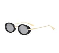 QGGNMGT Retro Punk Herren Ovale Sonnenbrille Damenmode Klare Ozeanlinsen-Sonnenbrille UV400 Herren Trendy (Schwarz Silber Spiegel)