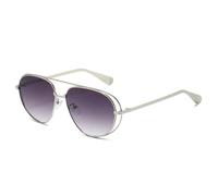 QGGNMGT Retro-Sonnenbrille für Damen und Herren, ideal für Reisen, Shoppingtouren und mehr. Modell: Sonnenbrille mit durchbrochenem Metallrahmen, UV-Schutz 400 (Silbergrau).