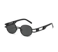 QGGNMGT Retro-Sonnenbrille für Damen und Herren, UV400, ovale Sonnenbrille mit Aussparungen, ideal für Reisen und Urlaub (Schwarz)
