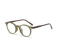 QGGNMGT Retro-Sonnenbrille, klassisch, rund, für Damen, klare Gläser, Brillengestell, modische Nieten, Herrengestell (grüner Leopard)