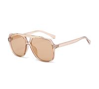QGGNMGT Retro-Sonnenbrille mit Doppelsteg im japanischen minimalistischen Stil für Herren (Champagner-Tee)