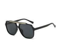 QGGNMGT Retro-Sonnenbrille mit Doppelsteg im japanischen minimalistischen Stil für Herren (Schwarz)