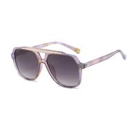 QGGNMGT Retro-Sonnenbrille mit Doppelsteg im japanischen minimalistischen Stil für Herren, UV-Schutz (Lila-Grau)