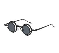 QGGNMGT Retro-Sonnenbrille, rund, für Damen und Herren, UV400, leicht, lässig, Reisebrille (Schwarz)