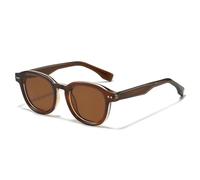 QGGNMGT Sonnenbrille Damen Retro Street Shot UV400 Blendschutz Modische Brille (Teefarbenes Gestell, Teefarbene Gläser)