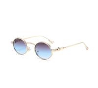 QGGNMGT Sonnenbrille Herren Damen Retro Runde Sonnenbrille Street Fashion Cool Shades UV400 (Grau-Blau)
