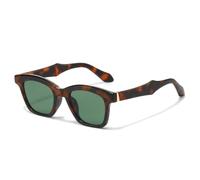 QGGNMGT Trendige Retro-Sonnenbrille für Damen und Herren, UV400-Schutz, klassischer Sonnenschutz, Freizeitbrille, Fahrbrille (Leopard G15Grün)