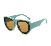 QGGNMGT Übergroße Hip-Hop-Sonnenbrille mit Schilddesign für Damen, modischer Retro-Stil, großer Rahmen, UV-Schutz 400, Unisex (Grüner Tee)