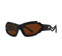 QGGNMGT Vintage Unregelmäßige Cat Eye Damen Luxus Sonnenbrille Mode Einzigartige Hohle Beine Herren Shades UV400 (Schwarzer Tee)