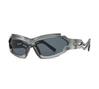 QGGNMGT Vintage Unregelmäßige Cat Eye Damen Luxus Sonnenbrille Mode Einzigartige Hohle Beine Herren Shades UV400 (Grau)