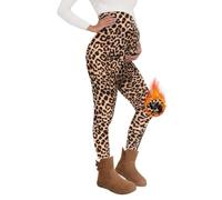 QGGQDD Thermo Umstandsleggings Damen High Waist Schwangerschaftsleggings Warme Leggings Schwangerschaft Winter für Zuhause Sport（Leopard,L）
