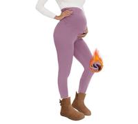 QGGQDD Thermo Umstandsleggings Damen High Waist Schwangerschaftsleggings Warme Leggings Schwangerschaft Winter für Zuhause Sport（Rosa,M）