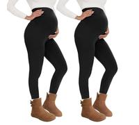 QGGQDD Thermo Umstandsleggings Damen High Waist Schwangerschaftsleggings Warme Leggings Schwangerschaft Winter für Zuhause Sport（Schwarz*2,L）
