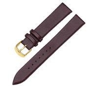 Qgsaghty 10/12/13/14/15/16/17/18/19/20/21/22mm schlichtes Leder-Uhrenarmband für Damen und Herren, goldene Dornschließe, Braun, 21mm