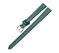 Qgsaghty 10mm-20mm schlankes, weiches, ultradünnes Lederarmband, bunte Uhrenkette, Damenaccessoires, Roségold-Schnalle, schlicht, Dunkelgrün, 16mm
