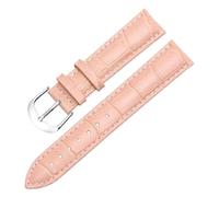 Qgsaghty 10mm-22mm multifunktionales Lederarmband mit Schnellverschlussfunktion, wasserdichtes Rindsleder, silberne Dornschließe, Pink Rot, 18mm