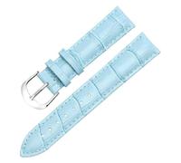 Qgsaghty 10mm-22mm multifunktionales Lederarmband mit Schnellverschlussfunktion, wasserdichtes Rindsleder, silberne Dornschließe, Hellblau, 18mm