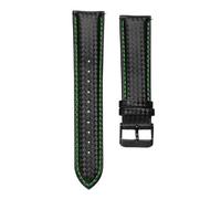 Qgsaghty 20mm 22mm Schnellverschluss-Armband, schwarzes Leder-Uhrenarmband, Ersatzband, Grün, 22mm