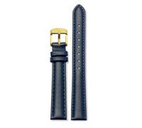 Qgsaghty Armband Damen Echtes Leder Schnellverschluss Uhrenarmband 12mm 14mm 15mm 16mm 18mm Damenarmband, Dunkelblau-golden, 15mm