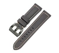 Qgsaghty Echtes Lederarmband Herren Damen Crazy Horse Ledergürtel 20mm 22mm 24mm 26mm Uhrenarmband, Grauschwarz, 26mm