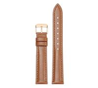 Qgsaghty Leder-Uhrenarmband, 10-22mm, Herren- und Damen-Rindsleder-Uhrenarmband, Uhrenkette, Roségold-Dornschließe, Hellbraun, 17mm
