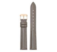 Qgsaghty Leder-Uhrenarmband, 10-22mm, Herren- und Damen-Rindsleder-Uhrenarmband, Uhrenkette, Roségold-Dornschließe, Grau 2, 16mm